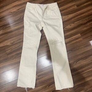 FRAME off white boot cut denim. NEW without tags. Perfect. Distressed